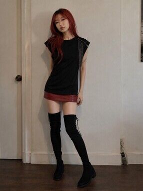 5 For $15 cap sleeve asymmetrical tshirt with metal tassel & zipper